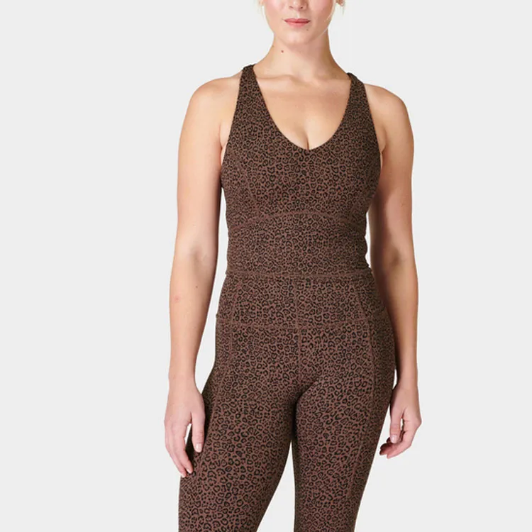 Sweaty Betty Tank Tops Women's Brown Leopard Print-1