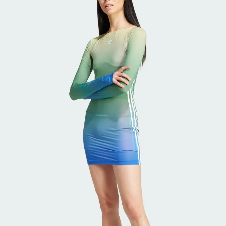 Adidas Originals Long Sleeved Dresses Women's Multicolor/Blue-1