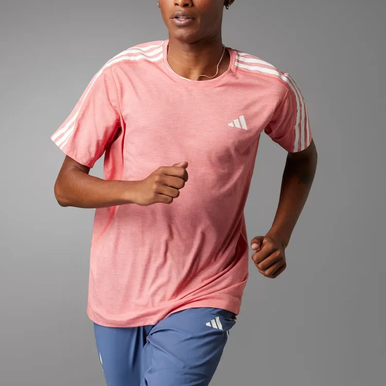 Adidas OWN THE RUN 3-STRIPES TEE T-Shirt Men's Dark Red/White-1