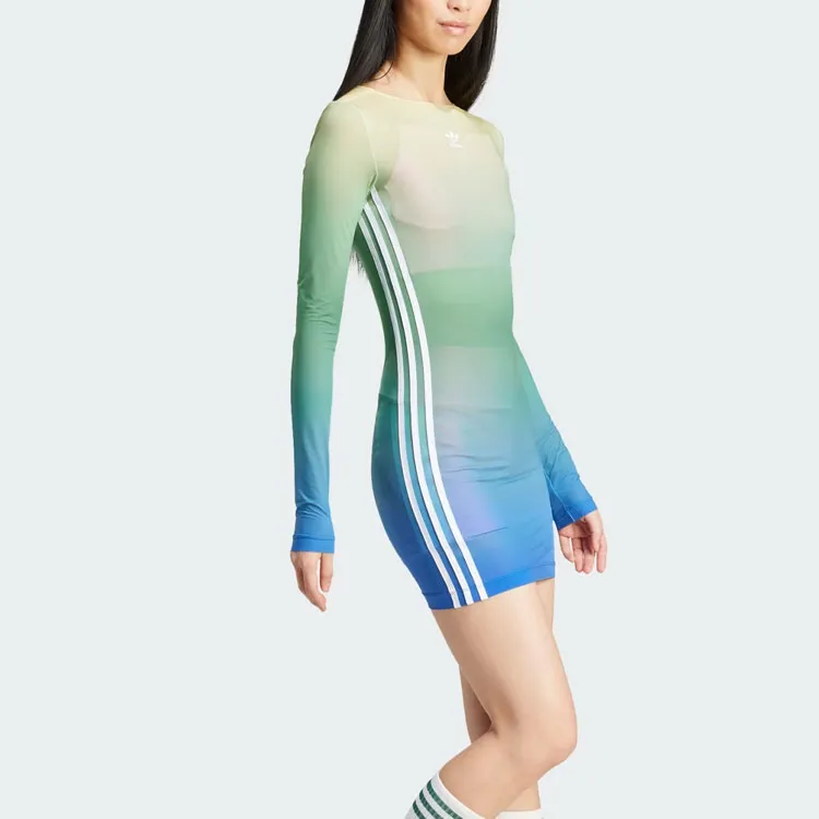 Adidas Originals Long Sleeved Dresses Women's Multicolor/Blue-3