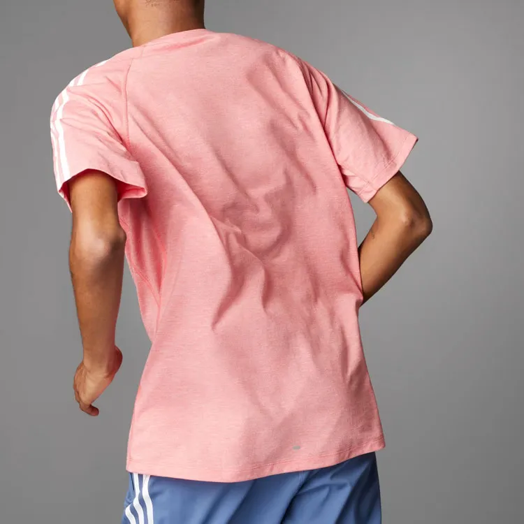 Adidas OWN THE RUN 3-STRIPES TEE T-Shirt Men's Dark Red/White-2
