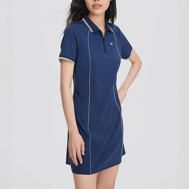 Skechers Short Sleeved Dress Women's Marine Collegiate Blue-3