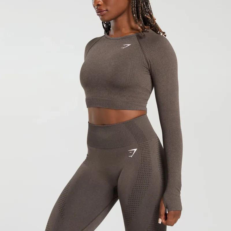 GYMSHARK T Shirt Women's Brown Mud Shale-2