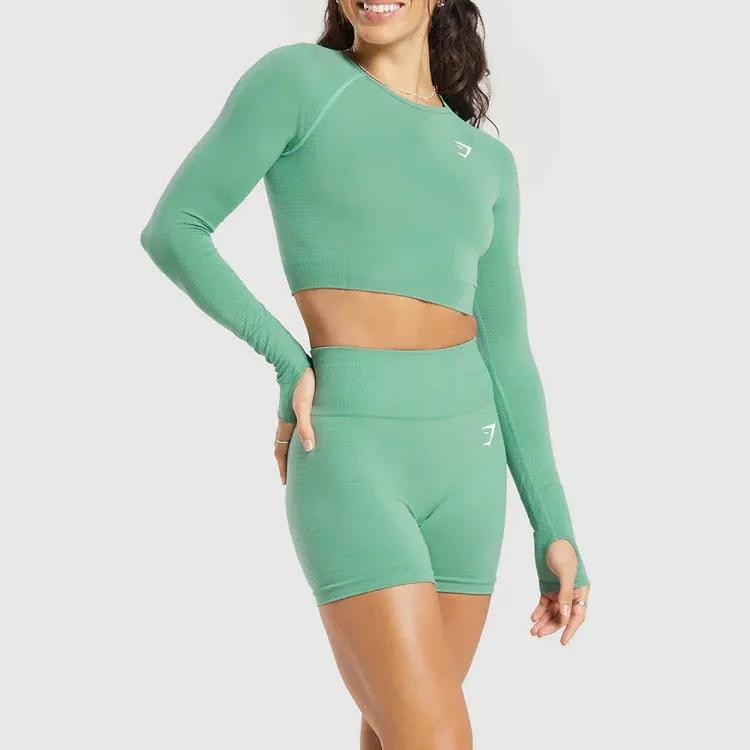 GYMSHARK T Shirt Women's Lagoon Green/Mud Gray Slate-1