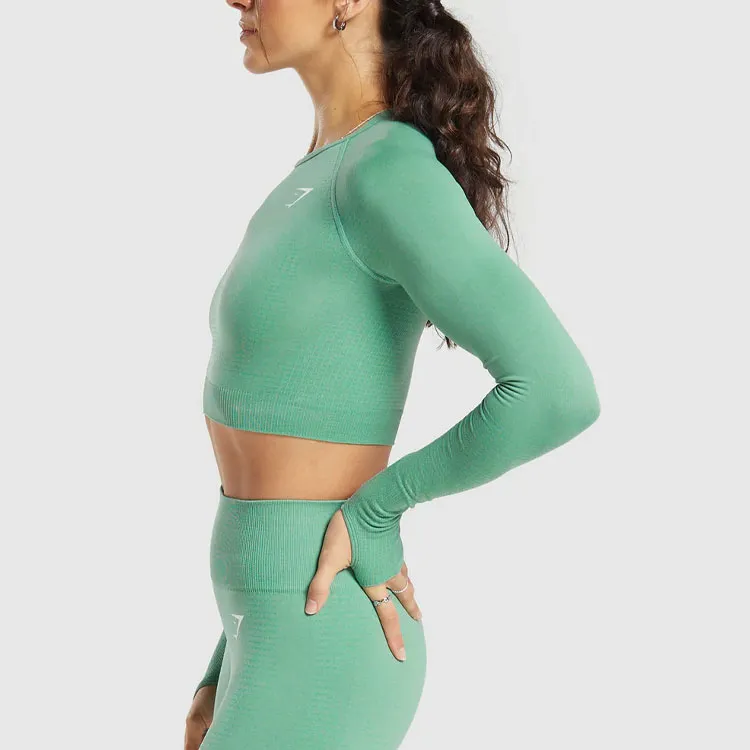 GYMSHARK T Shirt Women's Lagoon Green/Mud Gray Slate-2