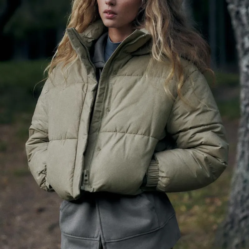 ZARA Puffer Jackets Women's Tan-1