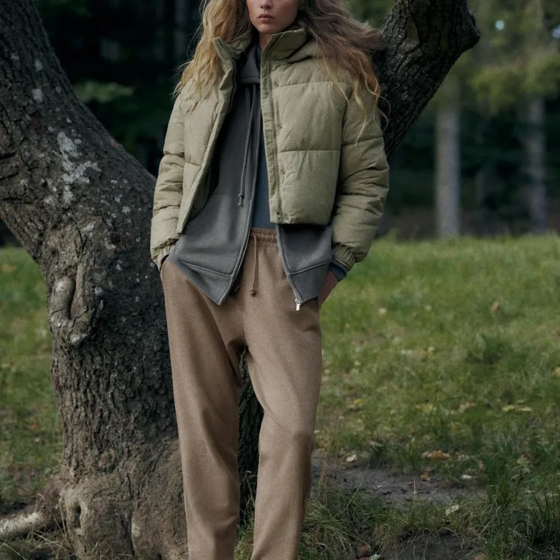 ZARA Puffer Jackets Women's Tan-2