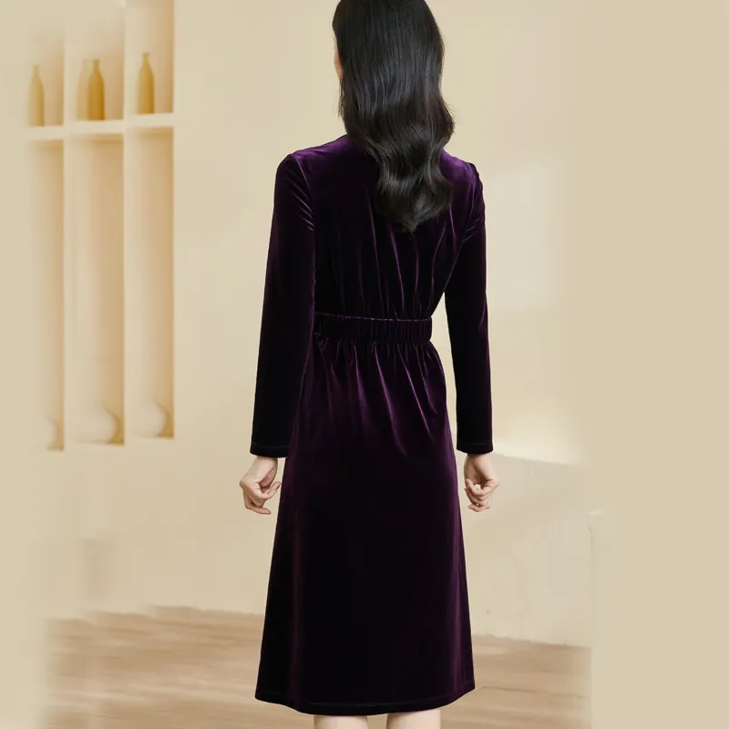 MISSSHINE Long Sleeved Dresses Women's Purple-2