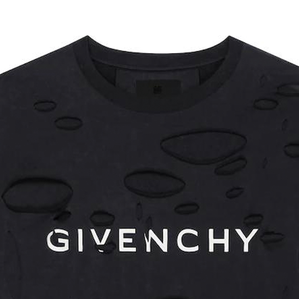 Givenchy SS23 Destroyed Effect T-shirt Black - POIZON