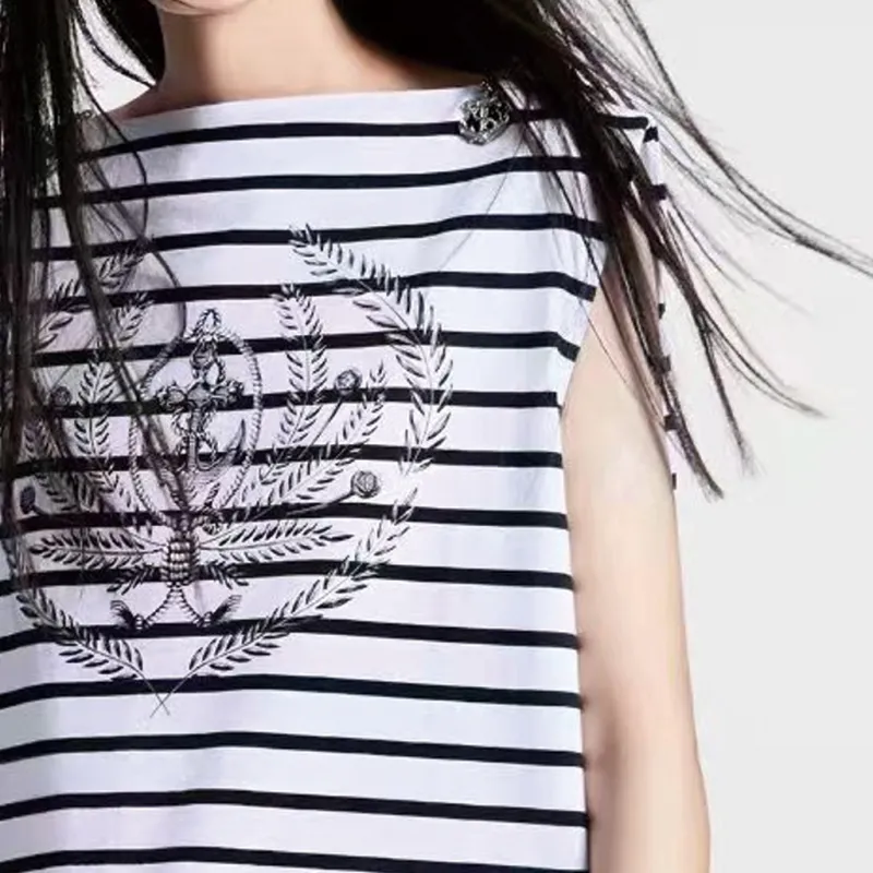 LOUIS VUITTON Striped Anchor T Shirt Dress-4