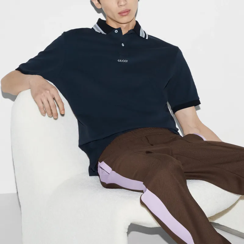 GUCCI Logo embroidered Polo Shirt-4
