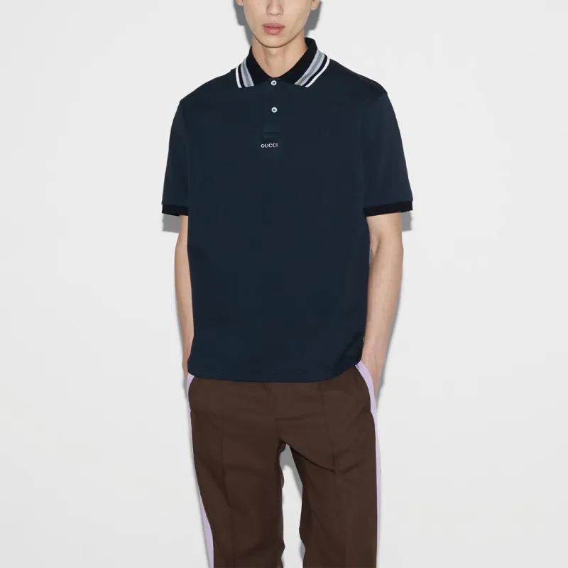 GUCCI Logo embroidered Polo Shirt-3