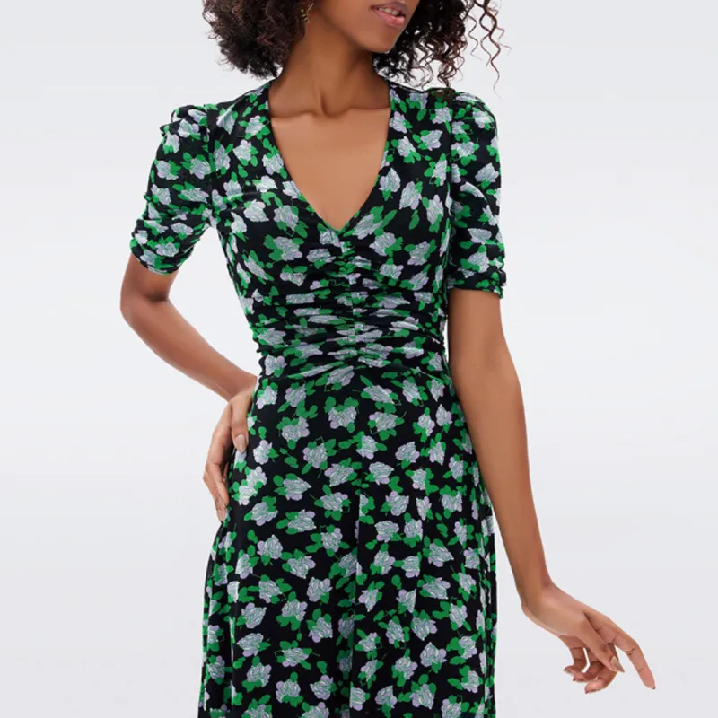 DVF Diane Von Furstenberg FW23 Short-Sleeved Dresses Women's Green-3