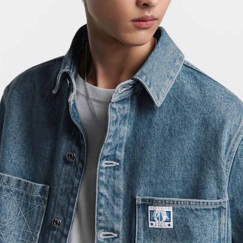 DIOR Logo Embroidered Denim Overshirt-4