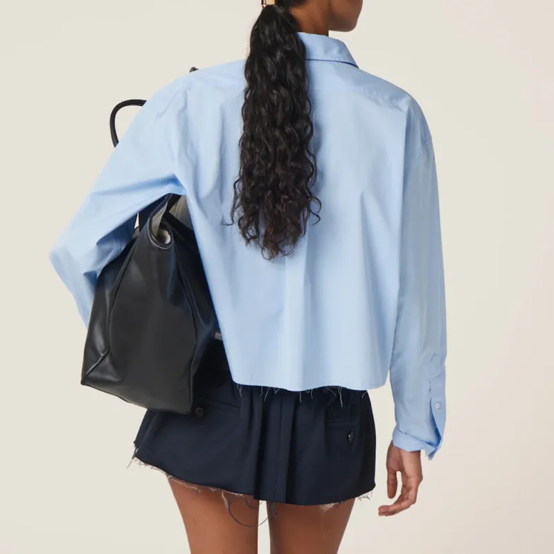 MIU MIU Logo-lettering Raw-cut Shirt-2