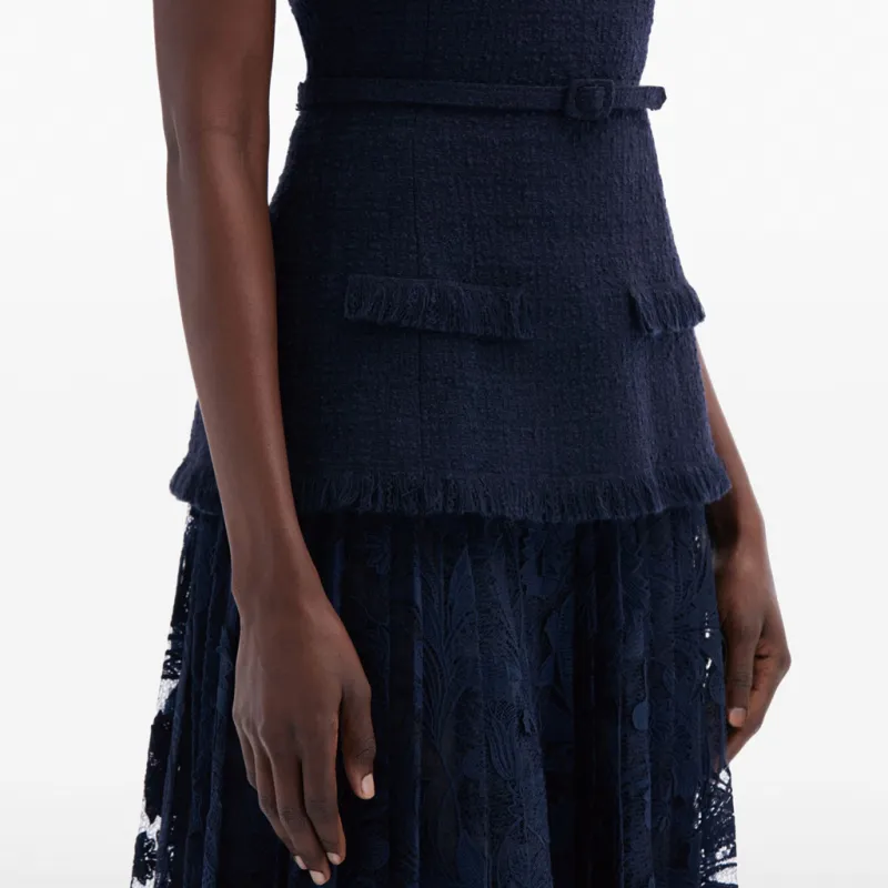 OSCAR DE LA RENTA SS24 Short-Sleeved Dresses Women's Navy-4