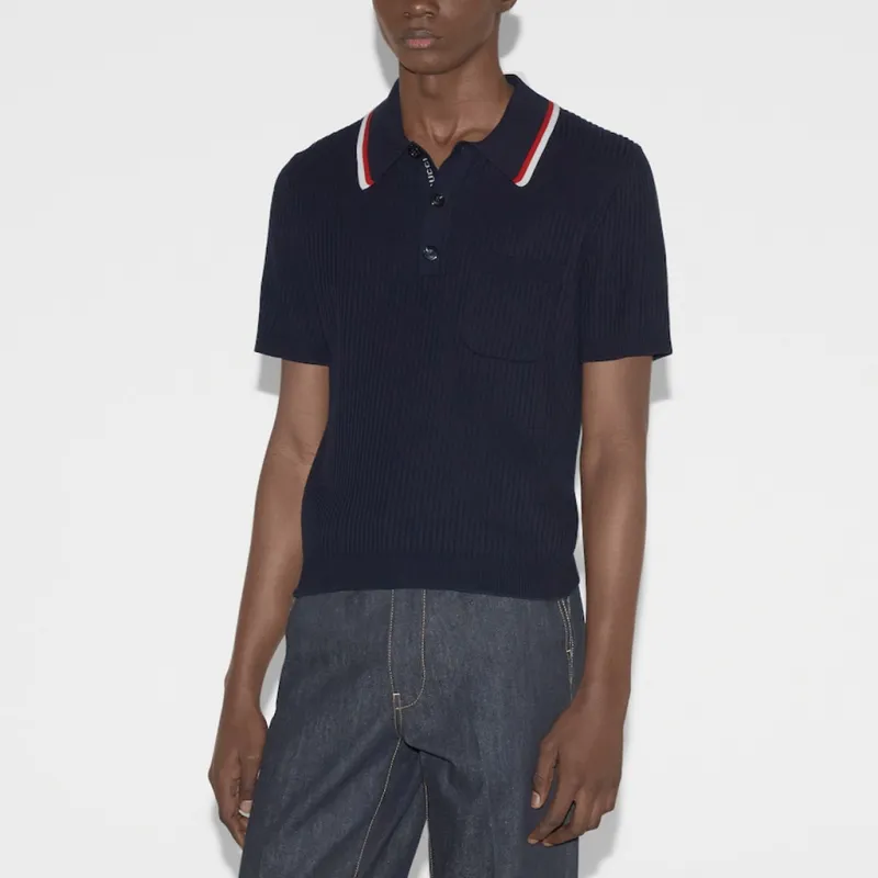 GUCCI Lido Polo Shirt Men's Navy Blue-4