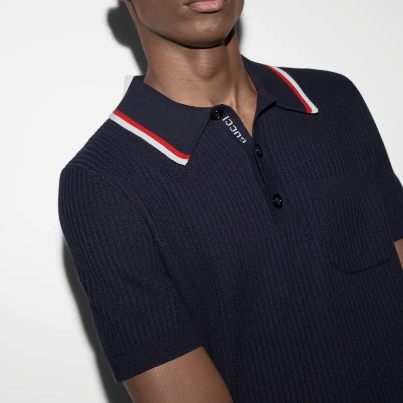 GUCCI Lido Polo Shirt Men's Navy Blue-5