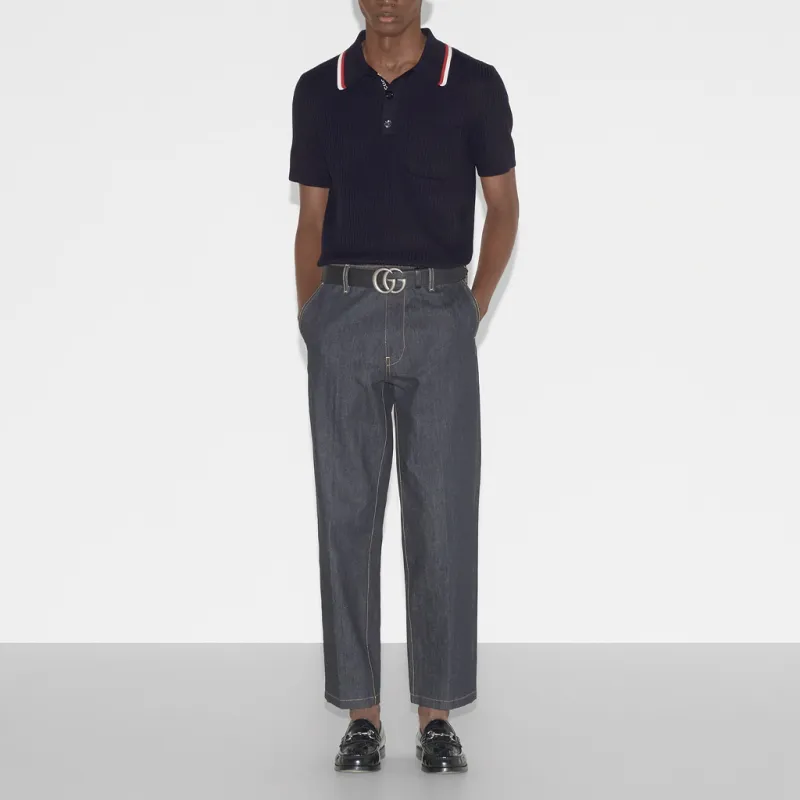 GUCCI Lido Polo Shirt Men's Navy Blue-1