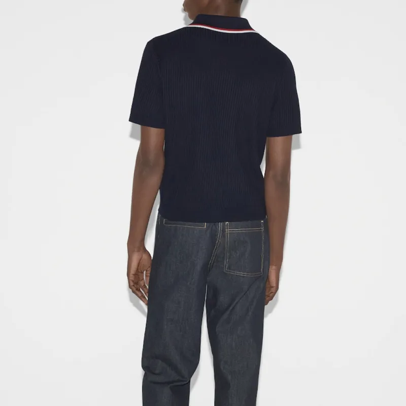 GUCCI Lido Polo Shirt Men's Navy Blue-3