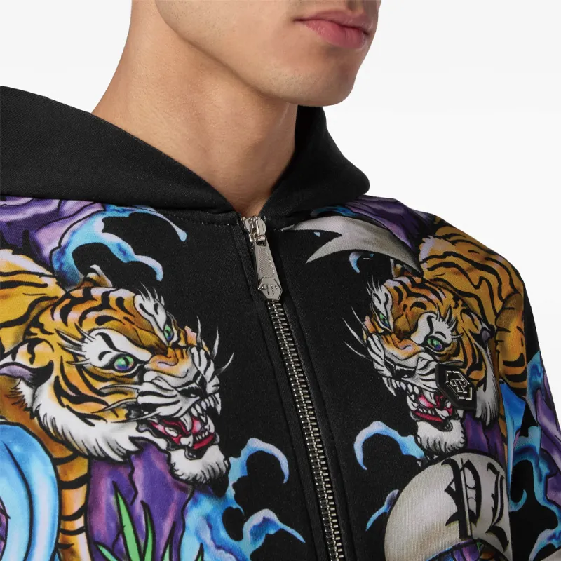 PHILIPP PLEIN Tattoo print Zip up Hoodie-4
