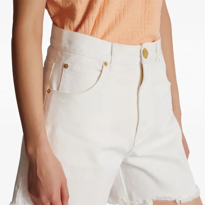 BALMAIN Denim Shorts Women's White-5