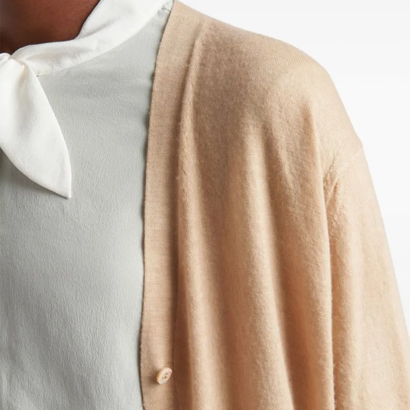PRADA Triangle Logo V Neck Cardigan-2