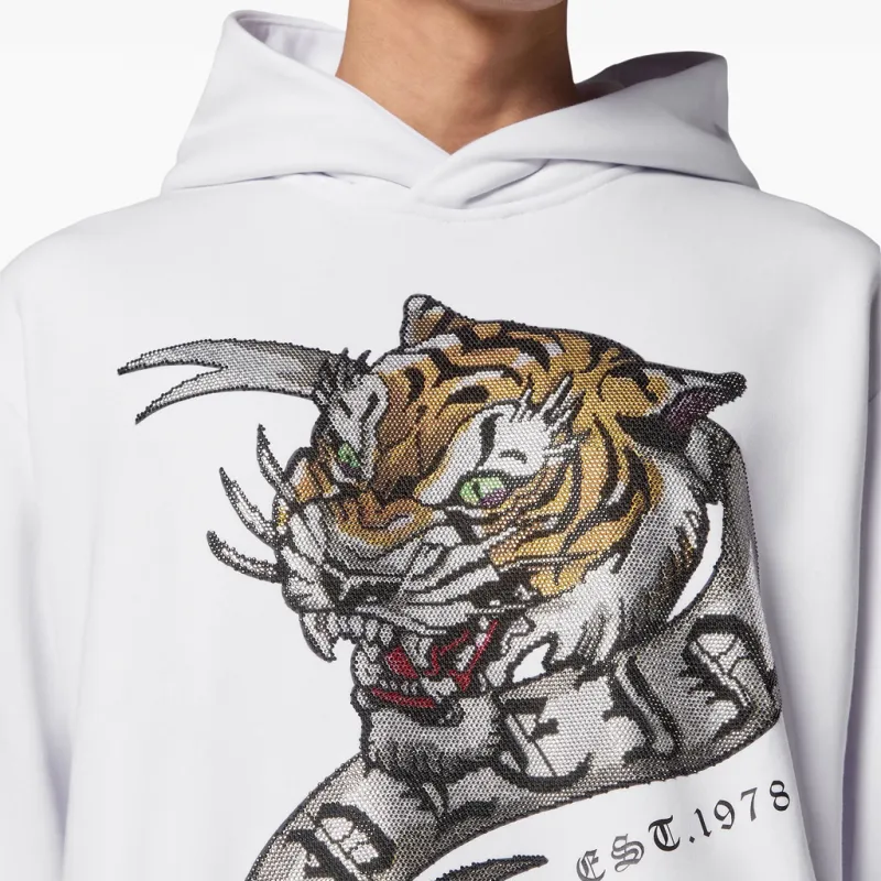 PHILIPP PLEIN Crystal embellished Tiger print Hoodie-4