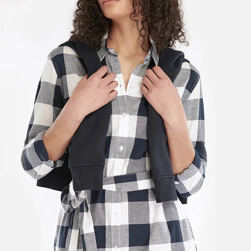 BARBOUR Long-Sleeved Dresses Women's Gray White-4