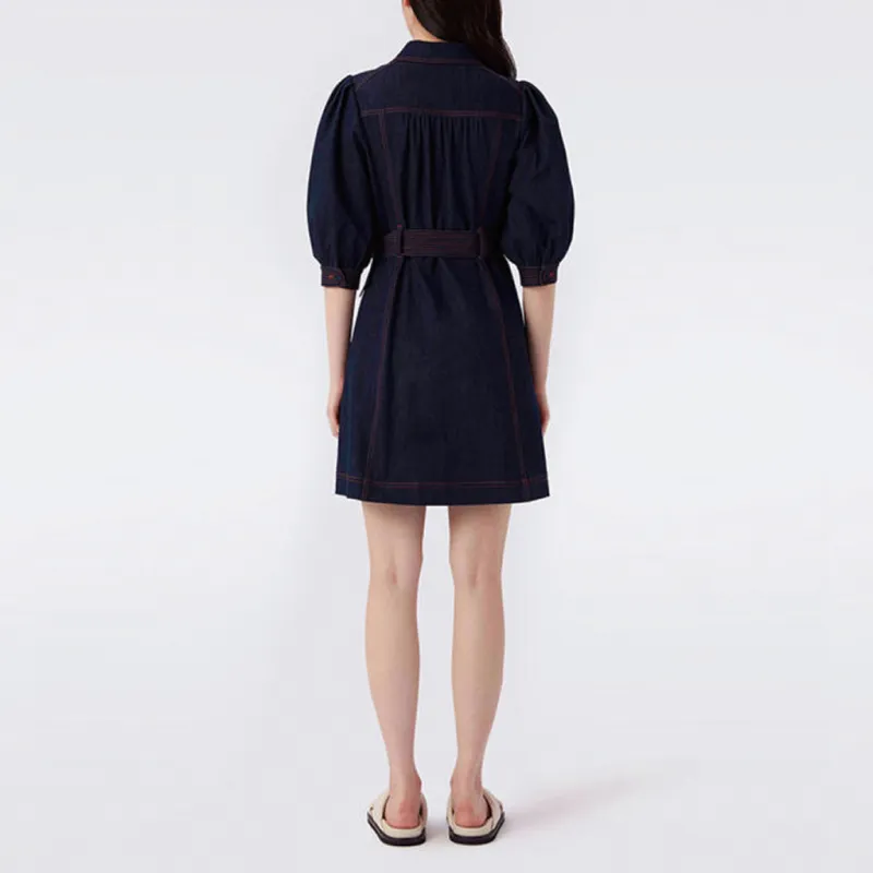 DVF Diane Von Furstenberg Long-Sleeved Dresses Women's Denim Blue-3