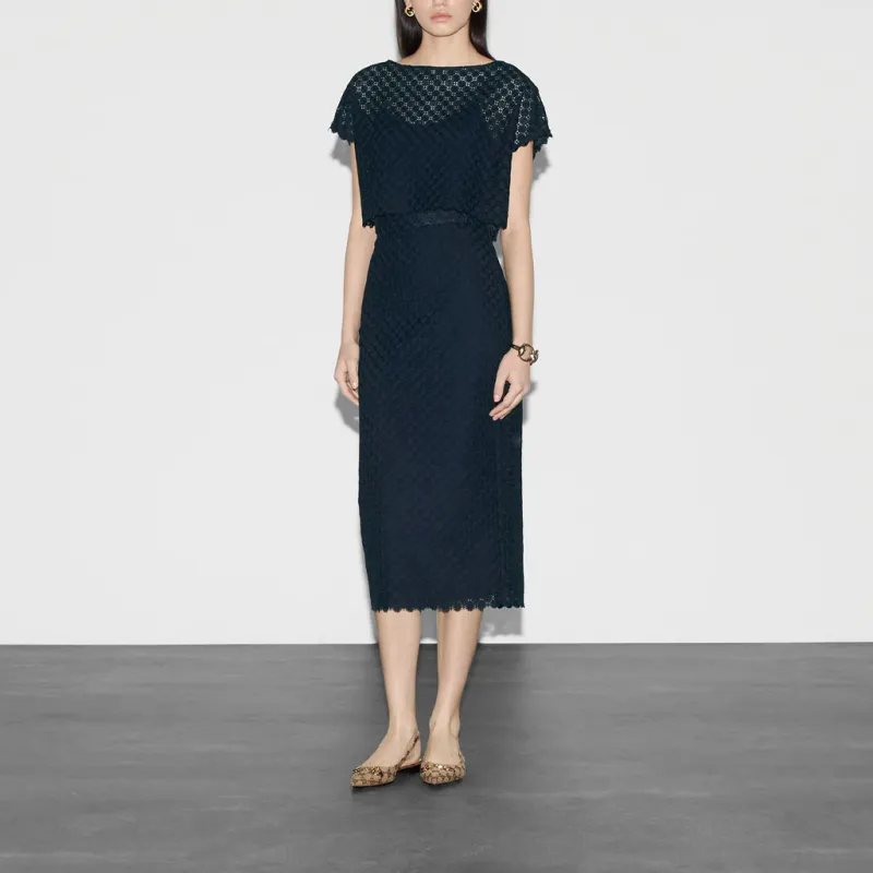 GUCCI SS24 Casual Long Skirt Women's Dark Blue-1