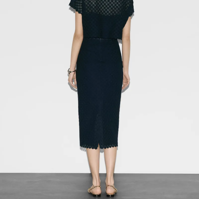 GUCCI SS24 Casual Long Skirt Women's Dark Blue-2