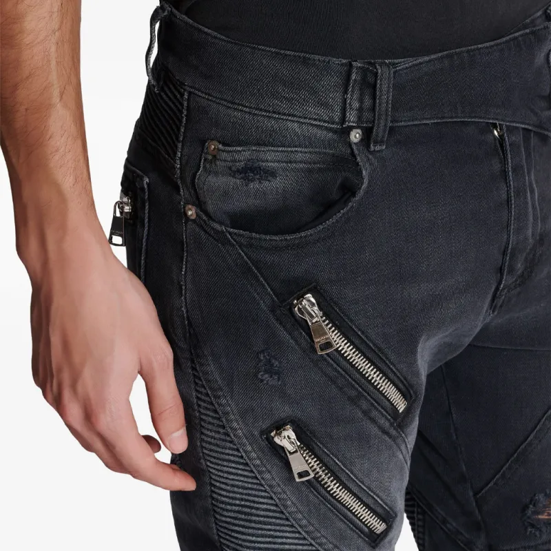 BALMAIN Panelled Distressed Skinny Jeans-4