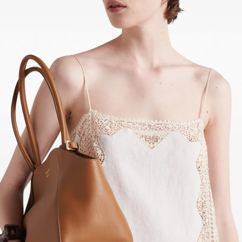 PRADA Lace trimmed Linen Midi Dress-1
