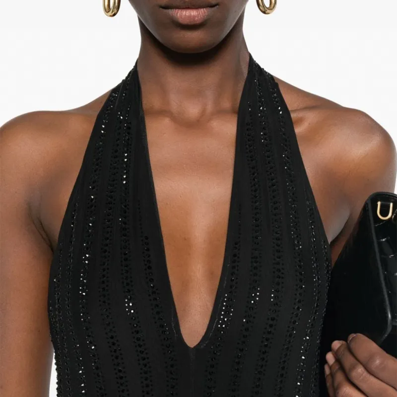 Patrizia Pepe Crystal embellished Halterneck Jumpsuit-4