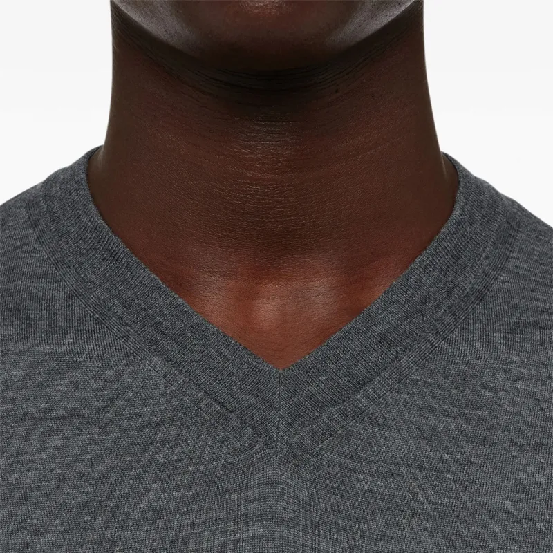 Ferragamo V neck Charcoal Wool Sweater-4