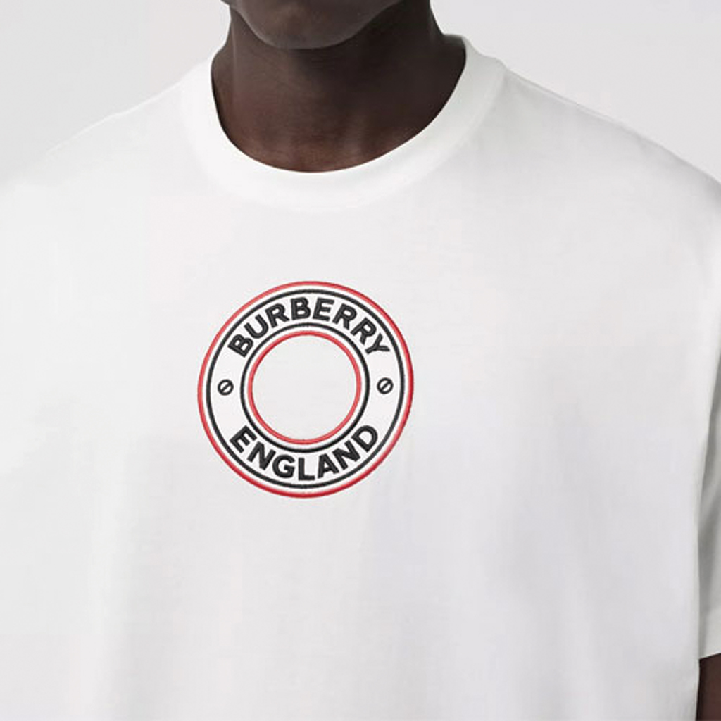Tシャツ・カットソー BURBERRY White Cotton T-Shirt BURBERRY Men's T-shirt Short Sleeve Bold Logo Cotton White