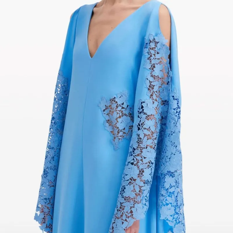 Oscar De La Renta Long-Sleeved Dresses Women's Blue-4