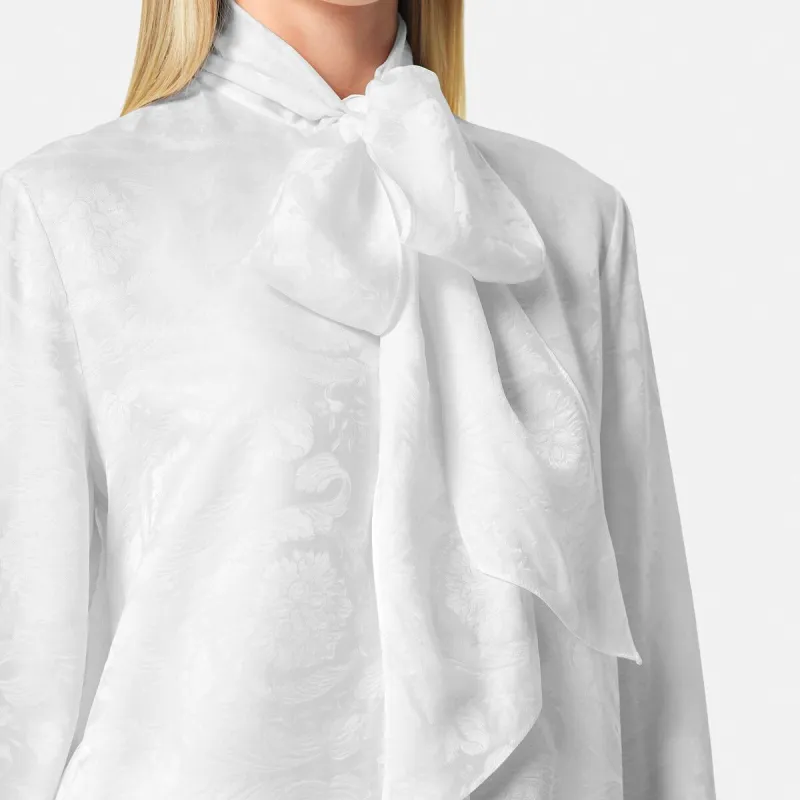 VERSACE Barocco Jacquard Pussy Bow Blouse-4