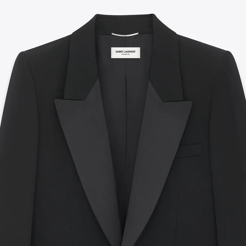 SAINT LAURENT Single-Breasted Tuxedo Jacket-4