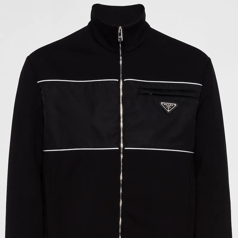 PRADA Logo Plaque Zip-Up Jacket-4
