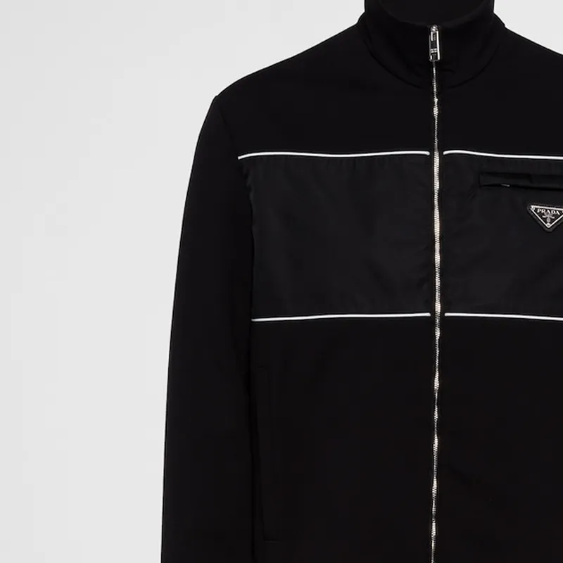 PRADA Logo Plaque Zip-Up Jacket-5