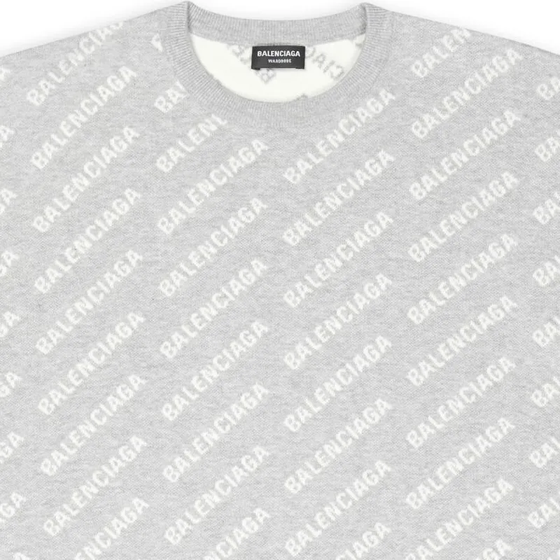 Balenciaga All Over Logo Knit Crewneck-5