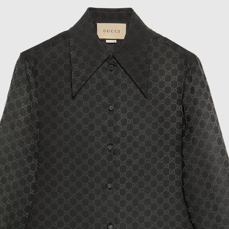 GUCCI GG print Silk Shirt-4