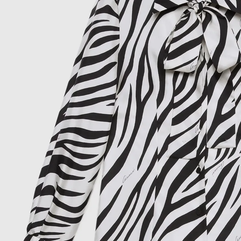 GUCCI Zebra-Printed Front-Bow Detail Shirt-3