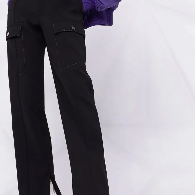 Bottega Veneta High Waist Wool Trousers Black-5