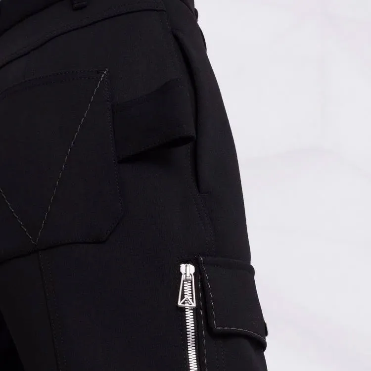 Bottega Veneta High Waist Wool Trousers Black-4