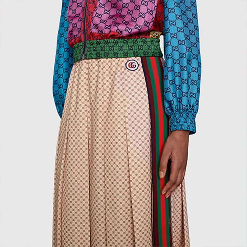 GUCCI Web Stripe Gg Logo Print Skirt-4
