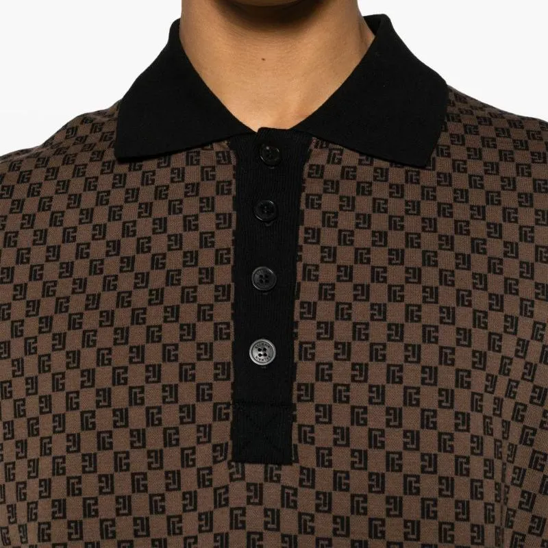 BALMAIN Mini Monogram-jacquard Polo Shirt-4