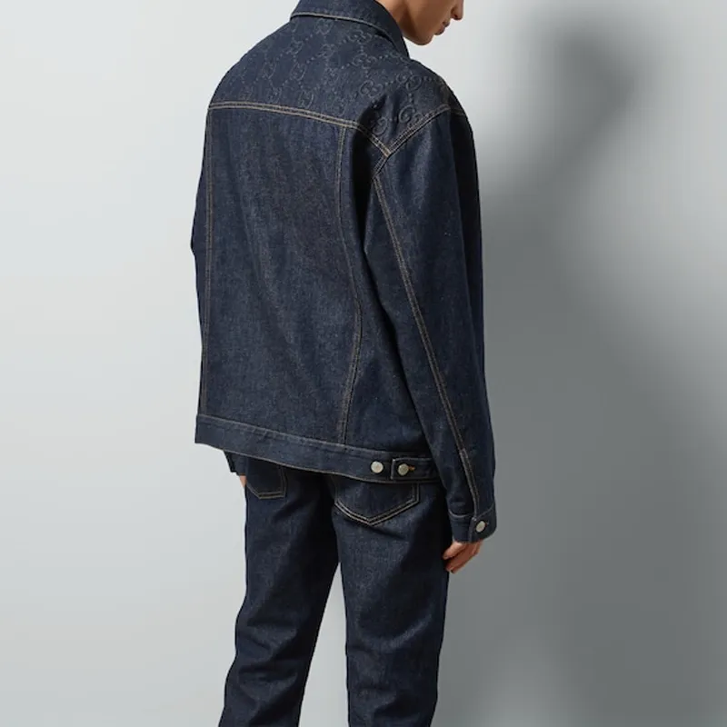 GUCCI Collared Button Up Denim Jacket-3